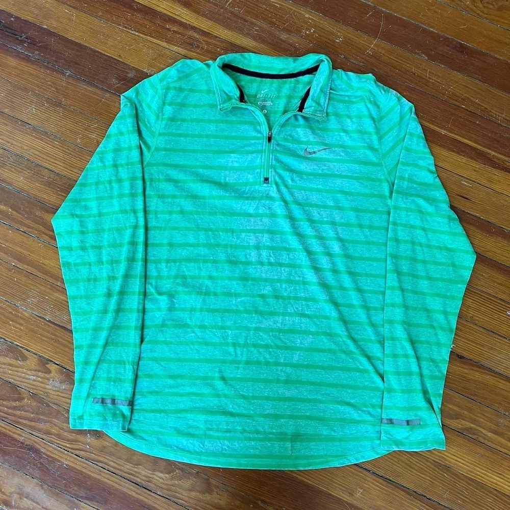 Nike striped longsleeve activewear quarter-zip Dri-FIT shirt Size L